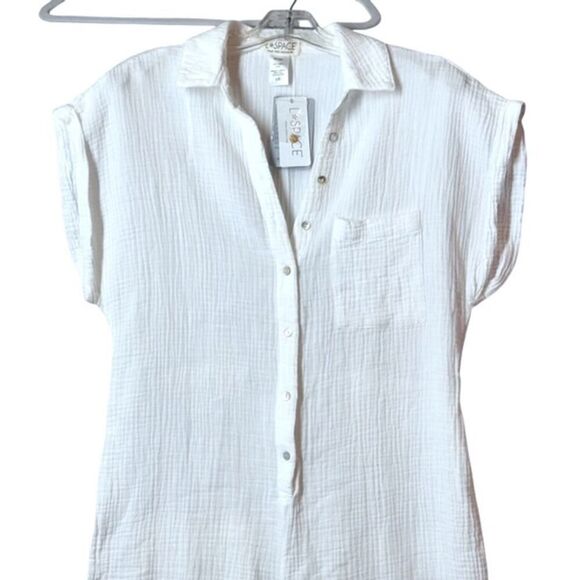 L Space Stacie Jumpsuit Cream Cotton Breezy Beach Wide Leg Vacation L NWT - Picture 5 of 14